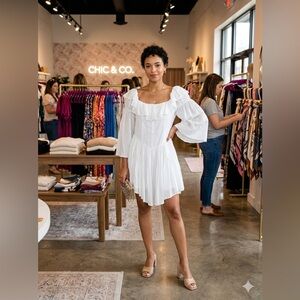 SHEIN White Long Sleeve Dress